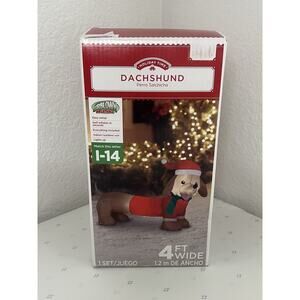 GEMMY Holiday Time DACHSHUND 4' Christmas‎ Inflatable Decoration Wiener Hot DoG